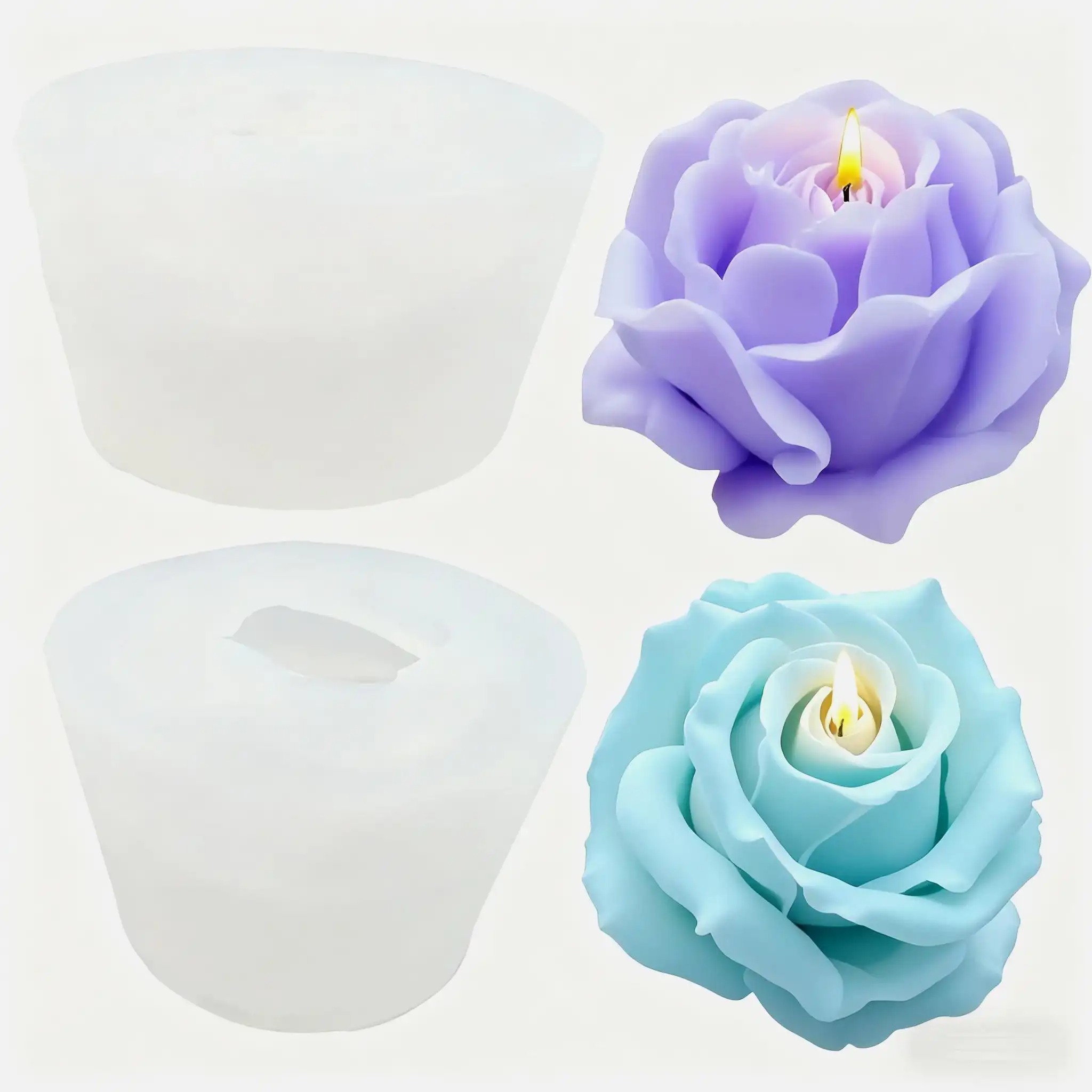 Soap Making In Home - قطعتان من قوالب شموع السيليكون الوردية